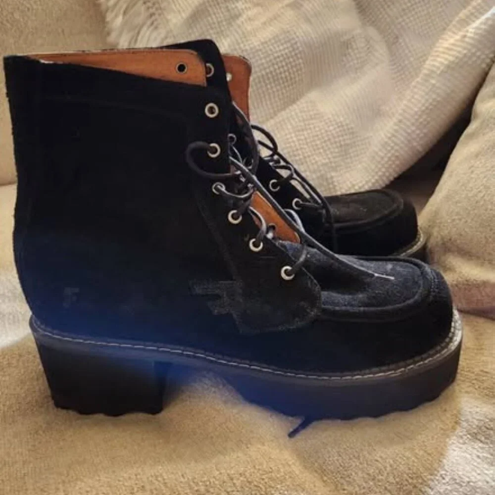 Suede Fluevog F Shoes (?) in black, size M12/W14 - Picture 2 of 8